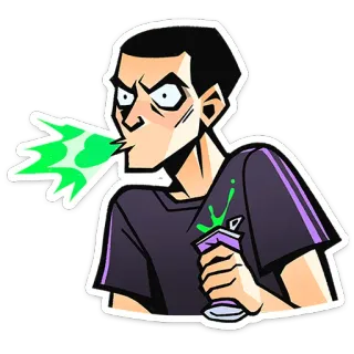 ⭐ adesivo, desenho animado, pessoa, tinta spray, arte, verde, personagem, ilustração telegram sticker
