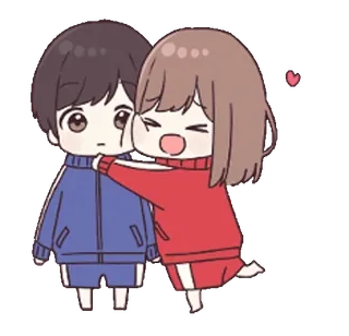 🤗 Чиби, Пара, Объятие, Любовь, Мультфильм, Анимированный telegram sticker