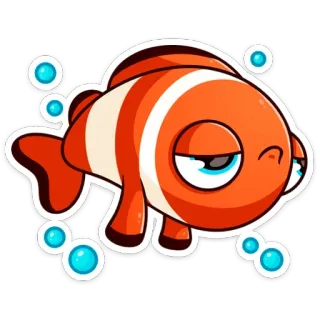 😫 Fisch, Clownfisch, Cartoon, Orange, Ozean, Meeresleben, Tier whatsapp sticker