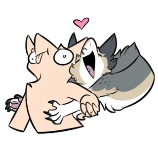 ❤️ furry, hug, cartoon, animal, love, cute telegram sticker