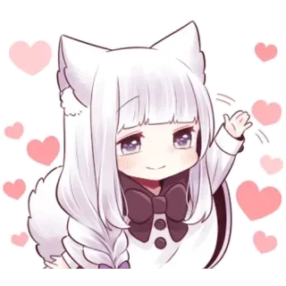 👋 Anime, Kawaii, Lindo, Chibi, Neko, Corazones telegram sticker