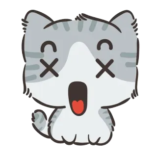 🐱 cat, kitten, cartoon, emoji, dead, funny, expression telegram sticker