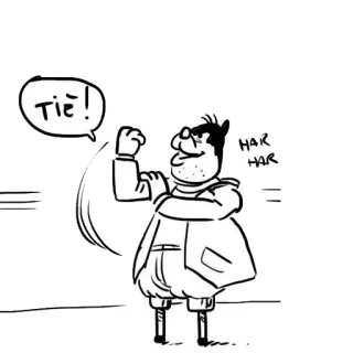 🖕 Tie! desenho animado, personagem, banda desenhada, preto e branco, desenho telegram sticker