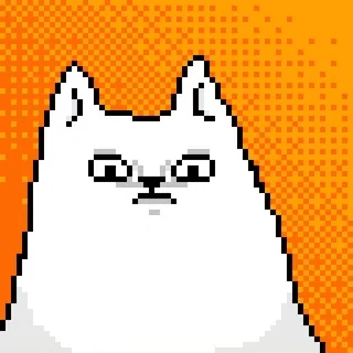 😬 แมว, พิกเซลอาร์ต, มีม, สีขาว, สัตว์ telegram sticker