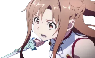 😨 Asuna Yuuki Sword Art Online Anime, Espada, Garota, Personagem, Luta, Ação telegram sticker