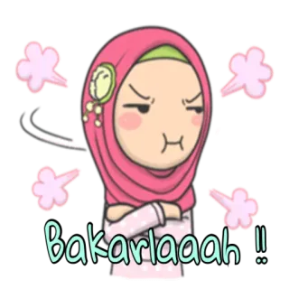 😤 Bakarlaaah!! en colère, dessin animé, musulman, islam, hijab, indonésien, agacé telegram sticker