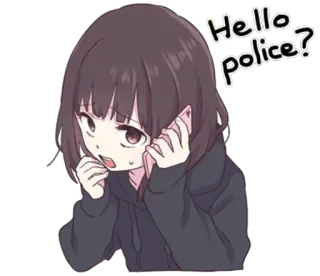 😶 Hello police? garota anime, telefone, ligando, polícia, desenho animado telegram sticker