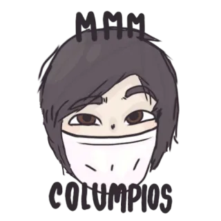 👀 MUM COLUMPIOS cartoon, character, face mask, fan art telegram sticker