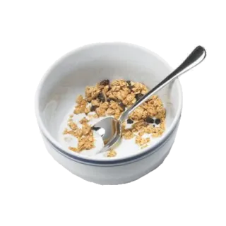 🥣 cereali, cibo, colazione, granola, ciotola, cucchiaio telegram sticker