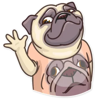 👋 pug, cachorro, animal, fofo, desenho animado, adesivo, saudação telegram sticker