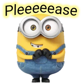 😌 Minion Pleeeeease cartoon, minion, pleading, begging, yellow telegram sticker