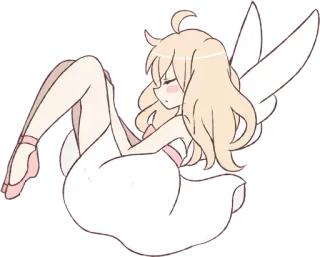 😴 anjo, alado, fofo, kawaii, desenho animado, anime telegram sticker