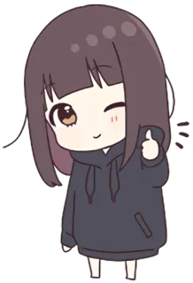 👍 Anime, Chibi, Lindo, Chica, Guiño, Pulgar arriba, Kawaii telegram sticker