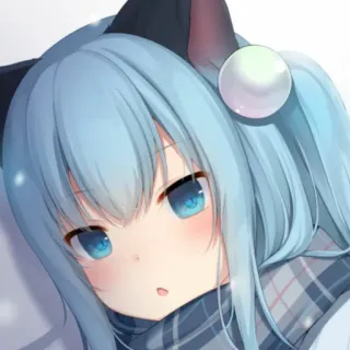 🧣 Anime, Mèo gái, dễ thương, cô gái, tóc xanh telegram sticker