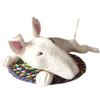 🙃 dog, bull terrier, animal, pet, white dog, sculpture telegram sticker