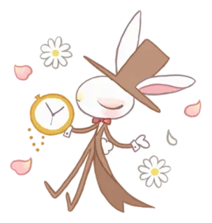⏱ White Rabbit Alice in Wonderland 兔子, 爱丽丝梦游仙境, 卡通, 角色, 时钟, 白兔 telegram sticker