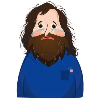 ☹ triste, llorando, hombre, barba, emociones, solo telegram sticker