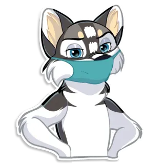 😢 cachorro, máscara, desenho animado, adesivo, husky telegram sticker