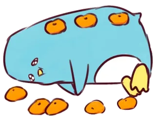 🍊 penguin, cute, animal, cartoon, orange, blue, kawaii telegram sticker