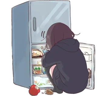 🍔 Anime, Nourriture, Frigo, Illustration telegram sticker