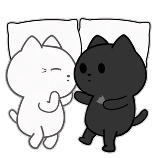 ❤️ katten, zwarte kat, witte kat, schattig, cartoon, dieren, kawaii telegram sticker