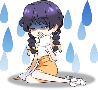 😢 Anime, Kreskówka, Deszcz, Smutny, Emocjonalny, Łza, Płacz, Zły telegram sticker