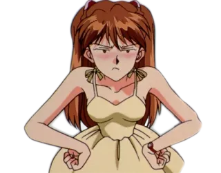 😐 Asuka Langley Soryu Neon Genesis Evangelion Anime, Mädchen, wütend, Evangelion, Asuka, Charakter, Manga telegram sticker