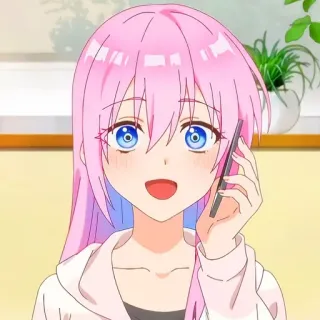🙂 animé, cheveux roses, personnage, dessin animé, fille, souriant, illustration telegram sticker