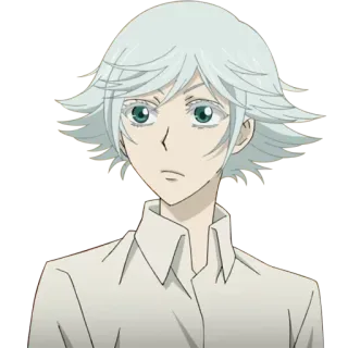 😕 Anime, Ragazzo, Capelli Bianchi, Serio, Personaggio telegram sticker