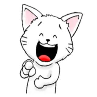 😆 chat, animal, sticker, dessin animé, mignon, blanc, rire telegram sticker