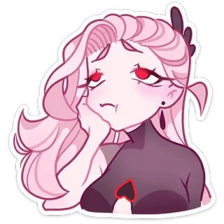 😮‍💨 Cartoon, Anime, Meisje, Roze haar, Personage, Schattig whatsapp sticker