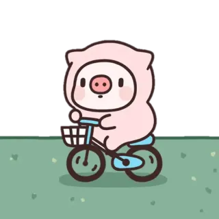 🚲 豚, 自転車, 漫画, かわいい, 動物, 乗る telegram sticker