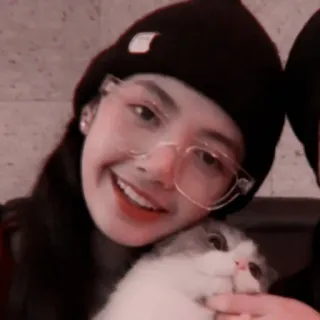 🤗 woman, cat, eyeglasses, beanie, selfie, smiling, glasses, portrait whatsapp sticker