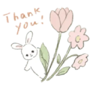 🐁 Thank you! obrigado, coelho, coelho, flores, fofo, saudação whatsapp sticker