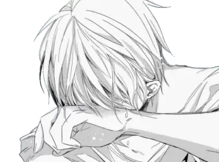 😕 anime, manga, sad, crying, emotional, boy, tears telegram sticker