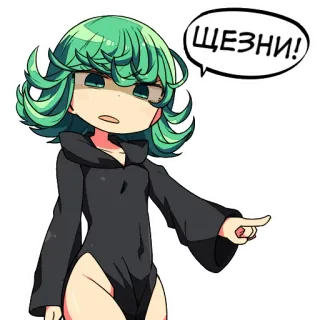 😒 Tatsumaki One-Punch Man ЩЕЗНИ! Tatsumaki, One-Punch Man, anime, sticker, chibi, meisje telegram sticker