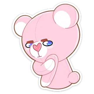 😑 ursinho de pelúcia, rosa, fofo, kawaii, desenho animado, pelúcia, brinquedo telegram sticker