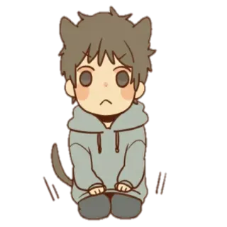 🐱 anime, gatto, gattino, carino, ragazzo, cartone animato, arte digitale, kawaii telegram sticker
