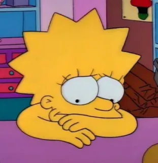 😞 Lisa Simpson The Simpsons Лиза Симпсон, Мультфильм, Симпсоны, Желтый, Грустный, Анимация telegram sticker