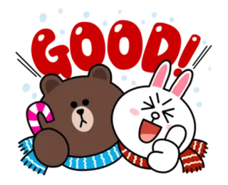 👍 Brown, Cony GOOD หมี, กระต่าย, น่ารัก, คาวาอิ, มีความสุข, มิตรภาพ telegram sticker