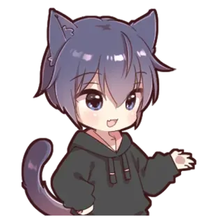 🌟 애니메이션, 치비, 귀여운, 고양이, 귀, 꼬리 telegram sticker