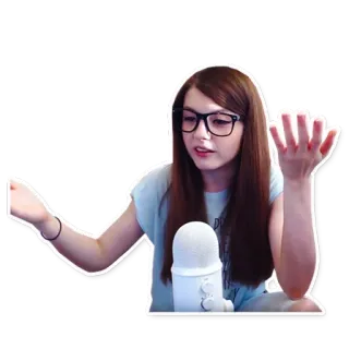 😦 donna, microfono, occhiali, persona, internet, discorso telegram sticker