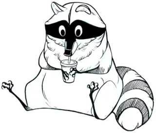 🥤 raccoon, cartoon, drinking, animal, cute, beverage, drawing telegram sticker