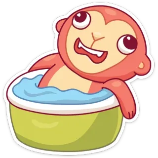 🛀 원숭이, 목욕, 동물, 만화, 귀여운, 웃긴, 스티커 telegram sticker
