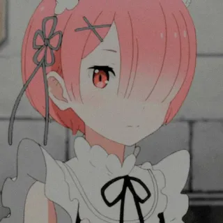 🍡 Ram Re:Zero Anime, Manga, Ram, Re:Zero, Waifu, rambut pink, maid whatsapp sticker