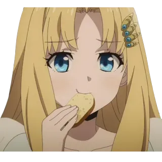😋 anime, female, girl, blond hair, eating, cute telegram sticker