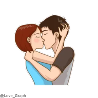 👫 couple, kissing, love, romance, cartoon telegram sticker