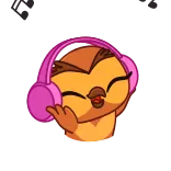 🎧 coruja, desenho animado, fones de ouvido, dedo do meio, pássaro telegram sticker