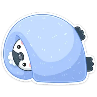 ☹️ пингвин, милый, животное, одеяло, мультфильм, зима, каваий whatsapp sticker