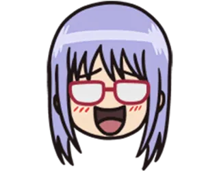 😚 Anime, Dessin animé, Personnage, Lunettes, Sourire telegram sticker